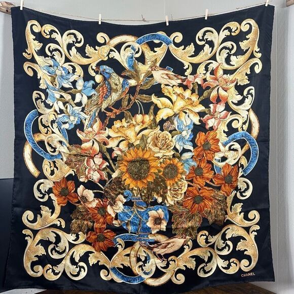 Chanel Scarf Floral Silk Multicolor Fall - Picture 2 of 15